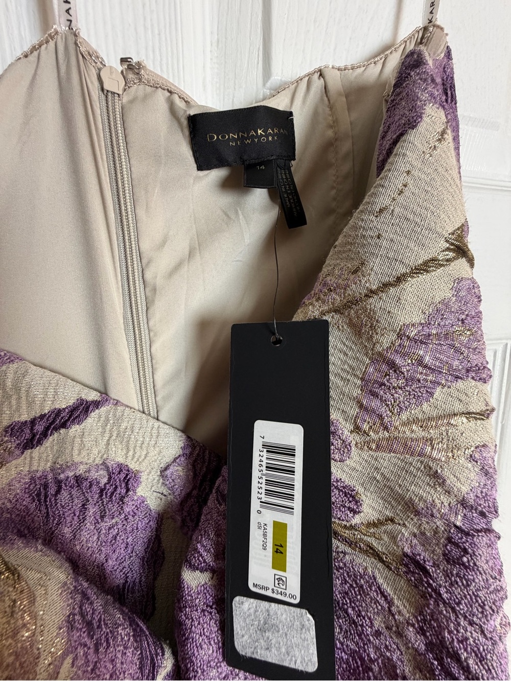Donna Karan New York Floral Brocade Strapless Ruffle Gown Purple  Size 14 NWT - Picture 10 of 13
